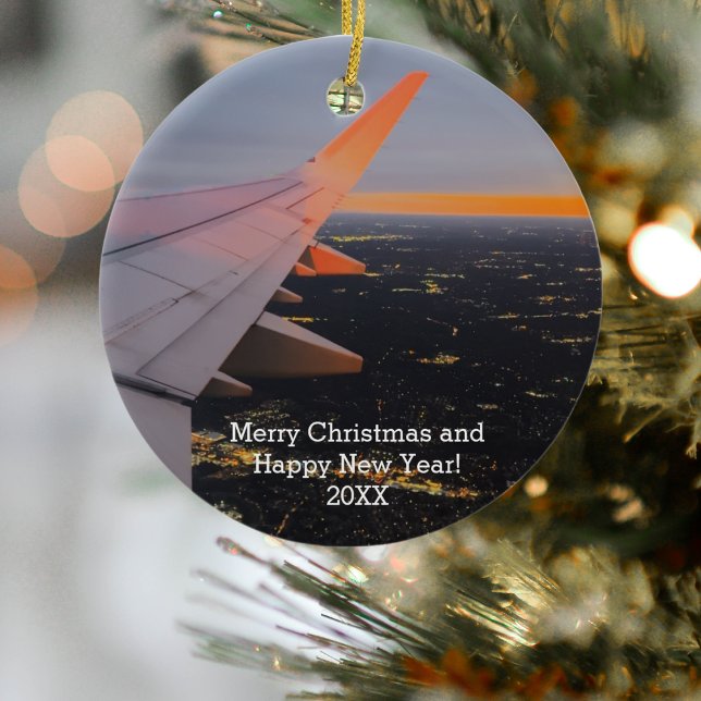 Airplane Photo Sky Cool Sunrise Flight,Aviation  Ceramic Ornament (Creator Uploaded)