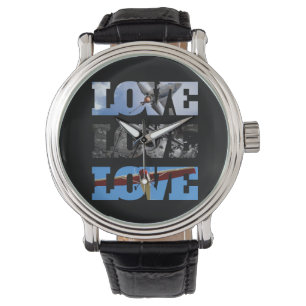 Airplane Photos in LOVE frame, Aviation Simple Watch
