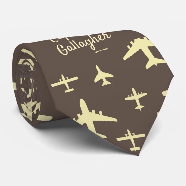 Airplane Pilot Aviation Aircraft Captain Pilot Tie (Rolled)