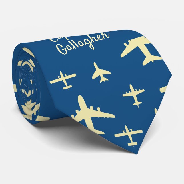 Airplane Pilot Aviation Aircraft Captain Pilot Tie (Rolled)