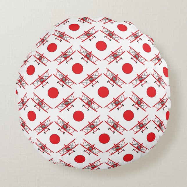 Airplane Pilot Aviation Lovers Round Pillow (Front)
