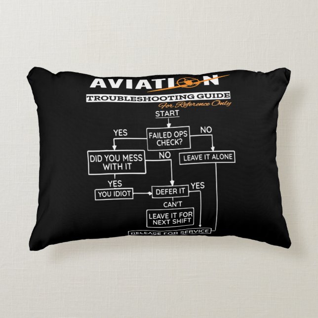 Airplane Pilot Aviation Trouble Shooting Guide Accent Pillow (Front)