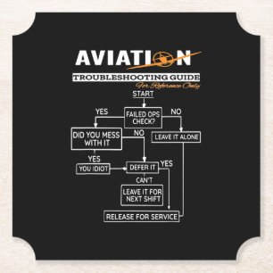 Airplane Pilot Aviation Trouble Shooting Guide Paper Coaster