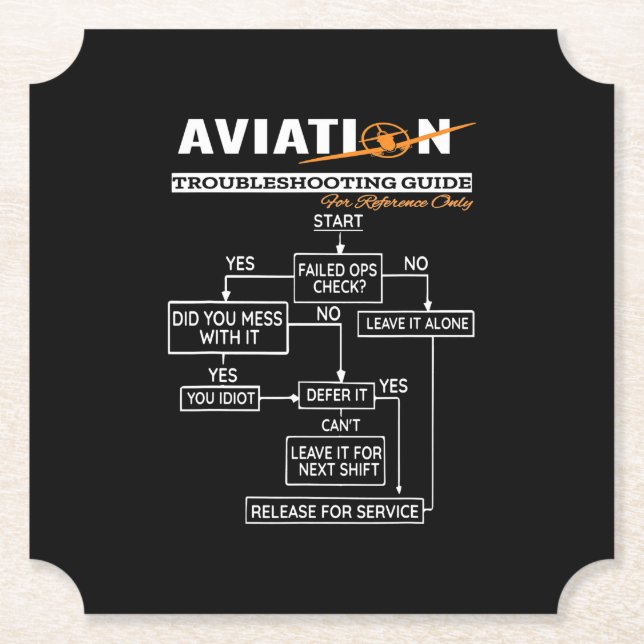 Airplane Pilot Aviation Trouble Shooting Guide Paper Coaster (Front)