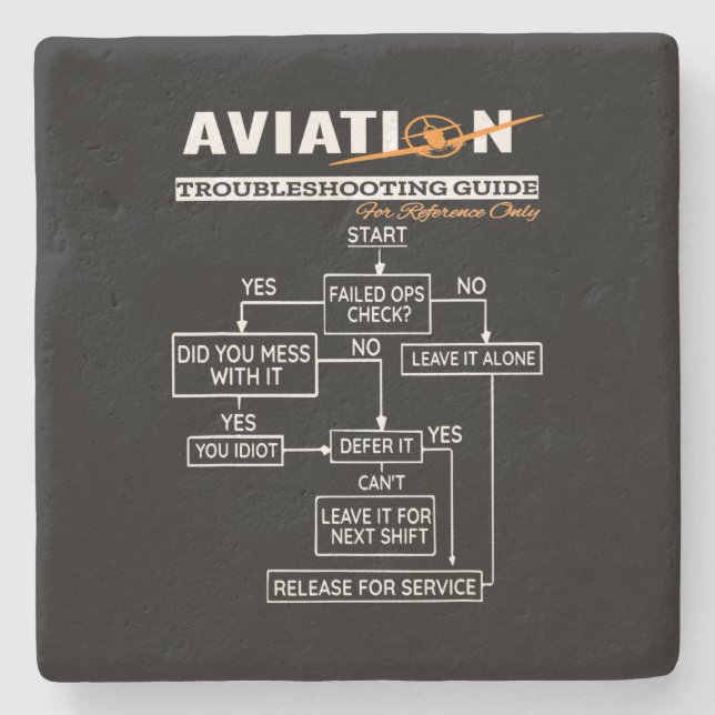 Airplane Pilot Aviation Trouble Shooting Guide Stone Coaster (Front)