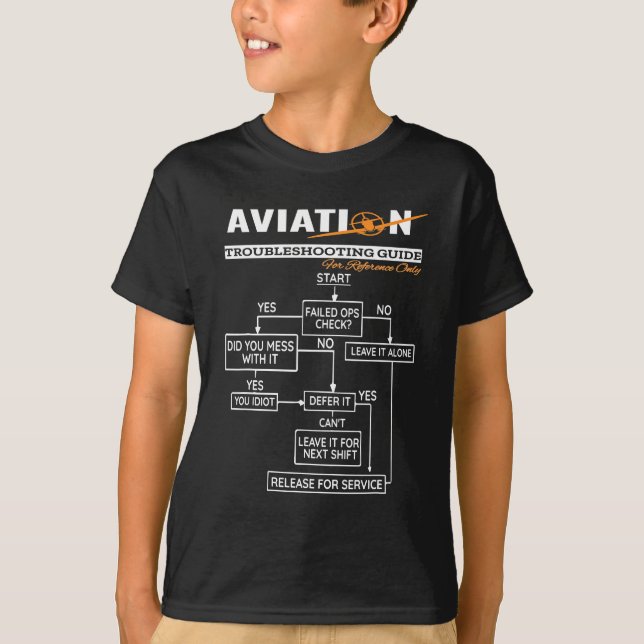 Airplane Pilot Aviation Trouble Shooting Guide T-Shirt (Front)