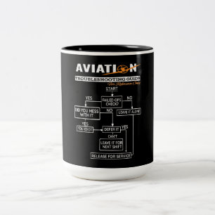 Airplane Pilot Aviation Trouble Shooting Guide Two-Tone Coffee Mug