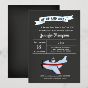 Airplane Pilot  Baby Boy Shower Invitation