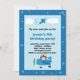 Airplane Pilot Birthday Party Invitation