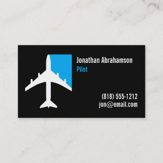 Airplane Pilot Business Cards Black Blue and White