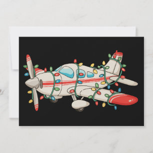Airplane Pilot Christmas Xmas Lights Holiday Card
