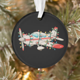 Airplane Pilot Christmas Xmas Lights Holiday Ornament