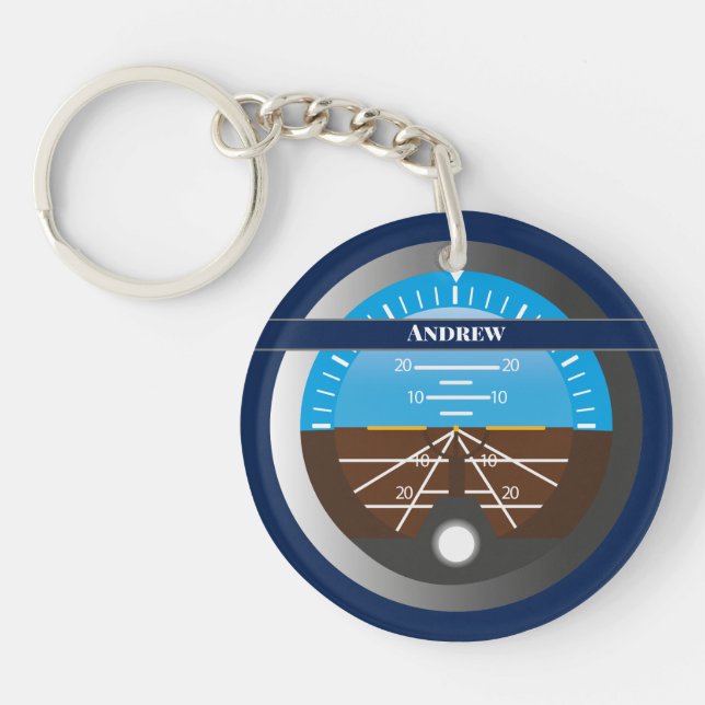 Airplane Pilot Cockpit Instrument Keychain (Front)