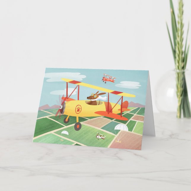 Airplane Pilot Dogs Birthday   Card (Front)