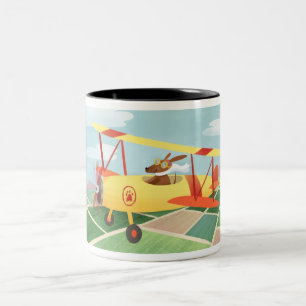 Airplane Pilot Dogs Two-Tone Coffee Mug
