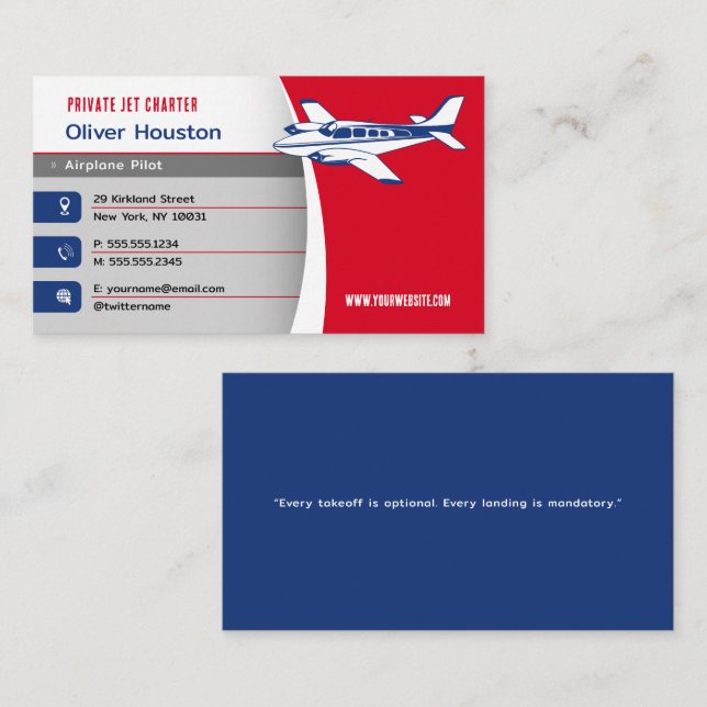 Airplane Pilot | Flight Business Card (Front/Back)