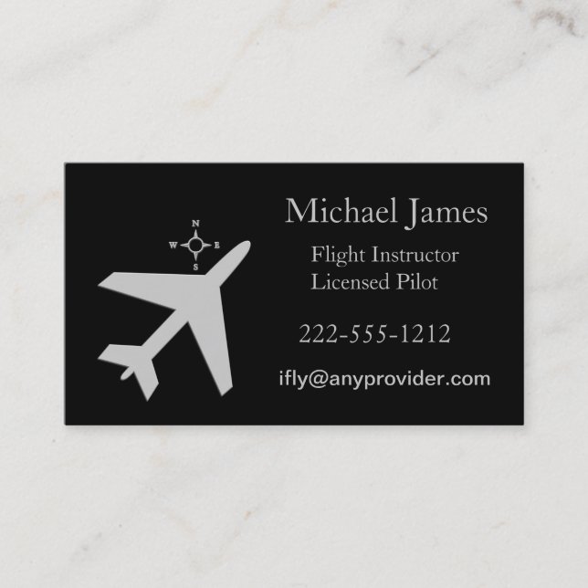 Airplane Pilot Flight Instructor Card customize (Front)