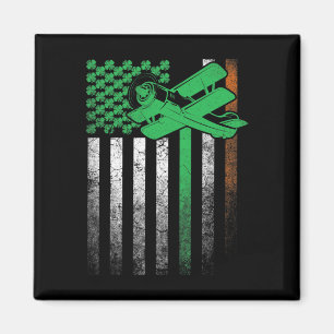 Airplane Pilot Flying Irish American Flag St. Patr Magnet