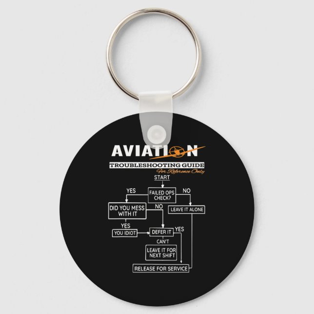 Airplane Pilot  Funny Pilot Troubleshooting Guide Keychain (Front)