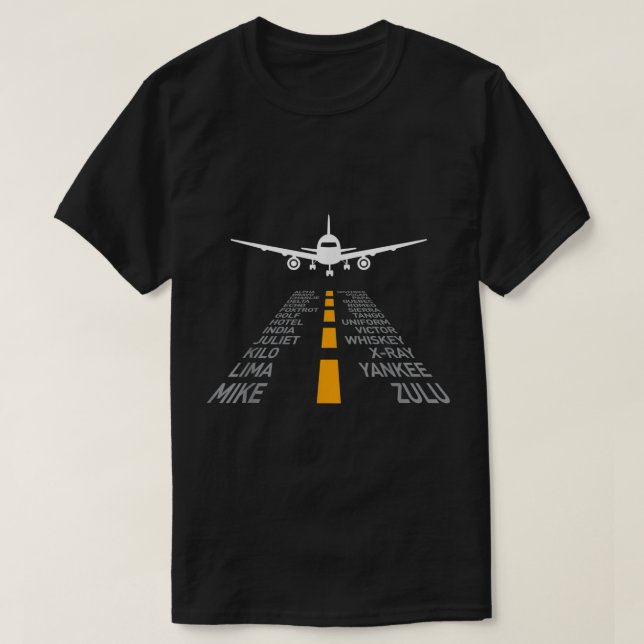 Airplane Pilot Gifts Airport Runway Phonetic Alpha T-Shirt (Design Front)