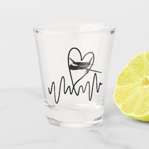Airplane Pilot Heartbeat Flying Shot Glass