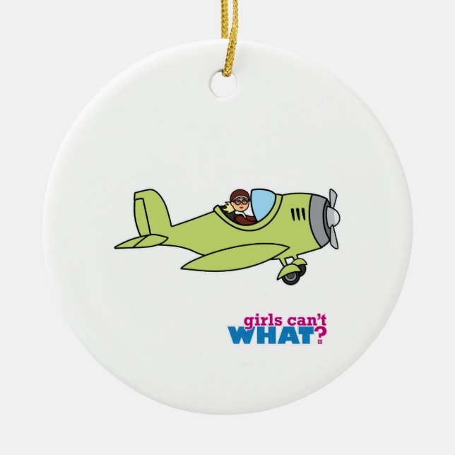 Airplane Pilot - Light/Blonde Ceramic Ornament (Front)