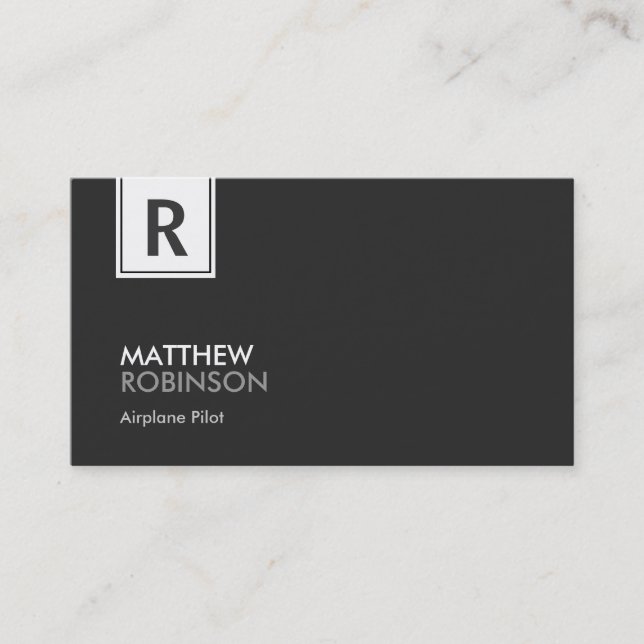 Airplane Pilot - Modern Classy Monogram Business Card (Front)