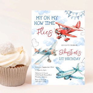 Airplane Pilot Party How Time Flies Birthday Invitation