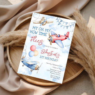 Airplane Pilot Party How Time Flies Birthday Invitation