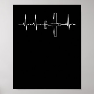 Airplane Pilot  Pilot Heartbeat  Flying Gift Poster