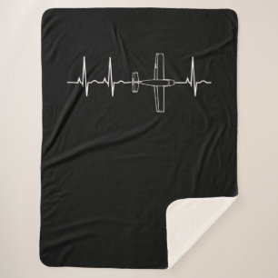Airplane Pilot  Pilot Heartbeat  Flying Gift Sherpa Blanket