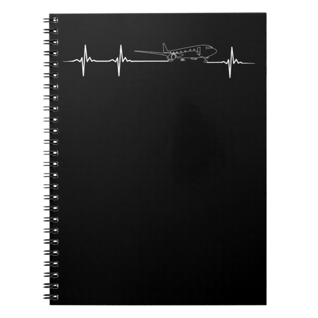 Airplane Pilot Pilot Heartbeat Notebook (Front)