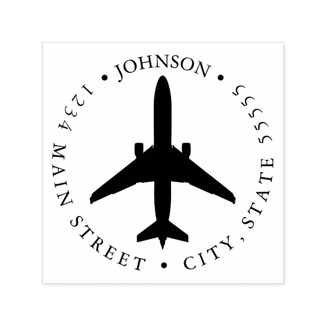 Airplane Pilot Silhouette Return Label Self-inking Stamp (Design)