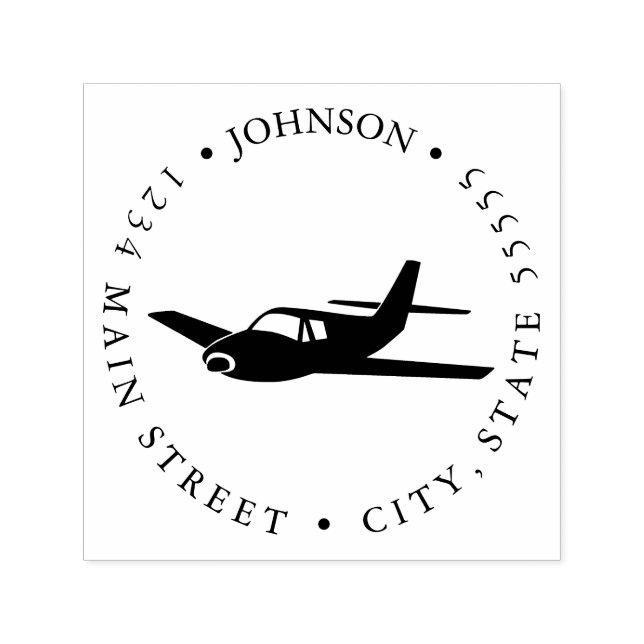 Airplane Pilot Silhouette Return Label Self-inking Stamp (Design)