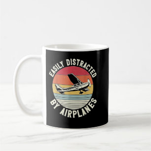 Airplane Pilot Vintage Retro Easily Distracted By  Coffee Mug
