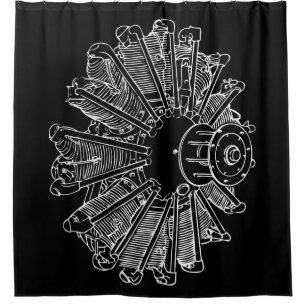 Airplane Piston Engine Diagram Shower Curtain