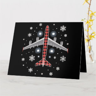 Airplane Plaid Christmas Pilot Card