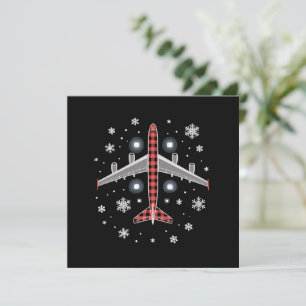Airplane Plaid Christmas Pilot Invitation
