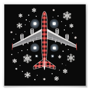 Airplane Plaid Christmas Pilot Photo Print
