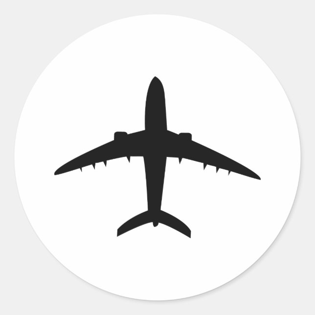 airplane plane aircraft icon classic round sticker (Front)