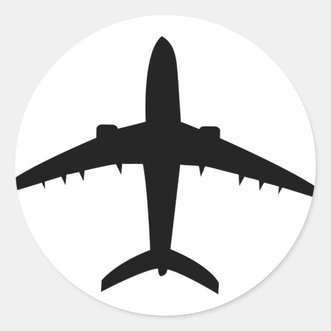 airplane plane aircraft icon classic round sticker (Front)