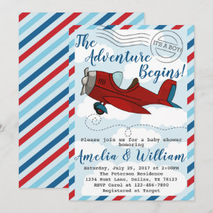 Airplane Plane Baby Shower Invitation Invite