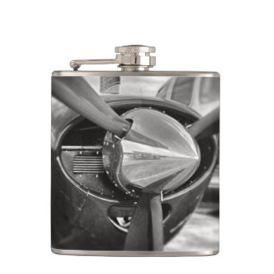 Airplane propeller Black and White Hip Flask