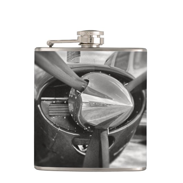 Airplane propeller Black and White Hip Flask (Front)