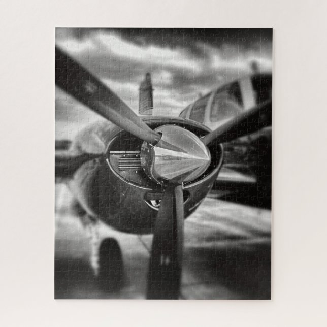 Airplane propeller Black and White Jigsaw Puzzle (Vertical)