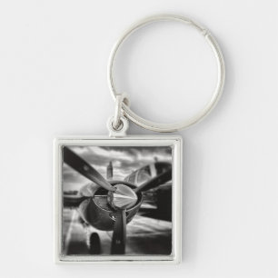 Airplane propeller Black and White Keychain