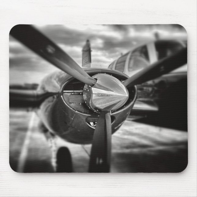 Airplane propeller Black and White Mouse Pad (Front)