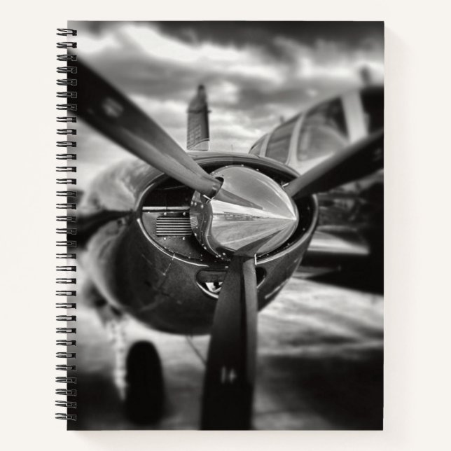 Airplane propeller Black and White Notebook (Front)