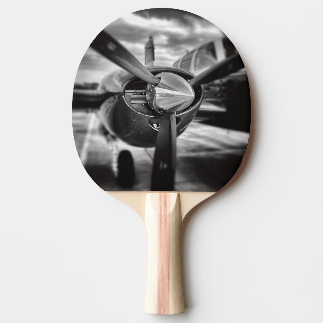 Airplane propeller Black and White Ping Pong Paddle (Front)