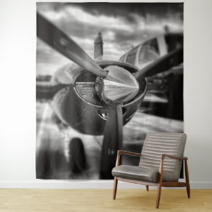 Airplane propeller Black and White Tapestry